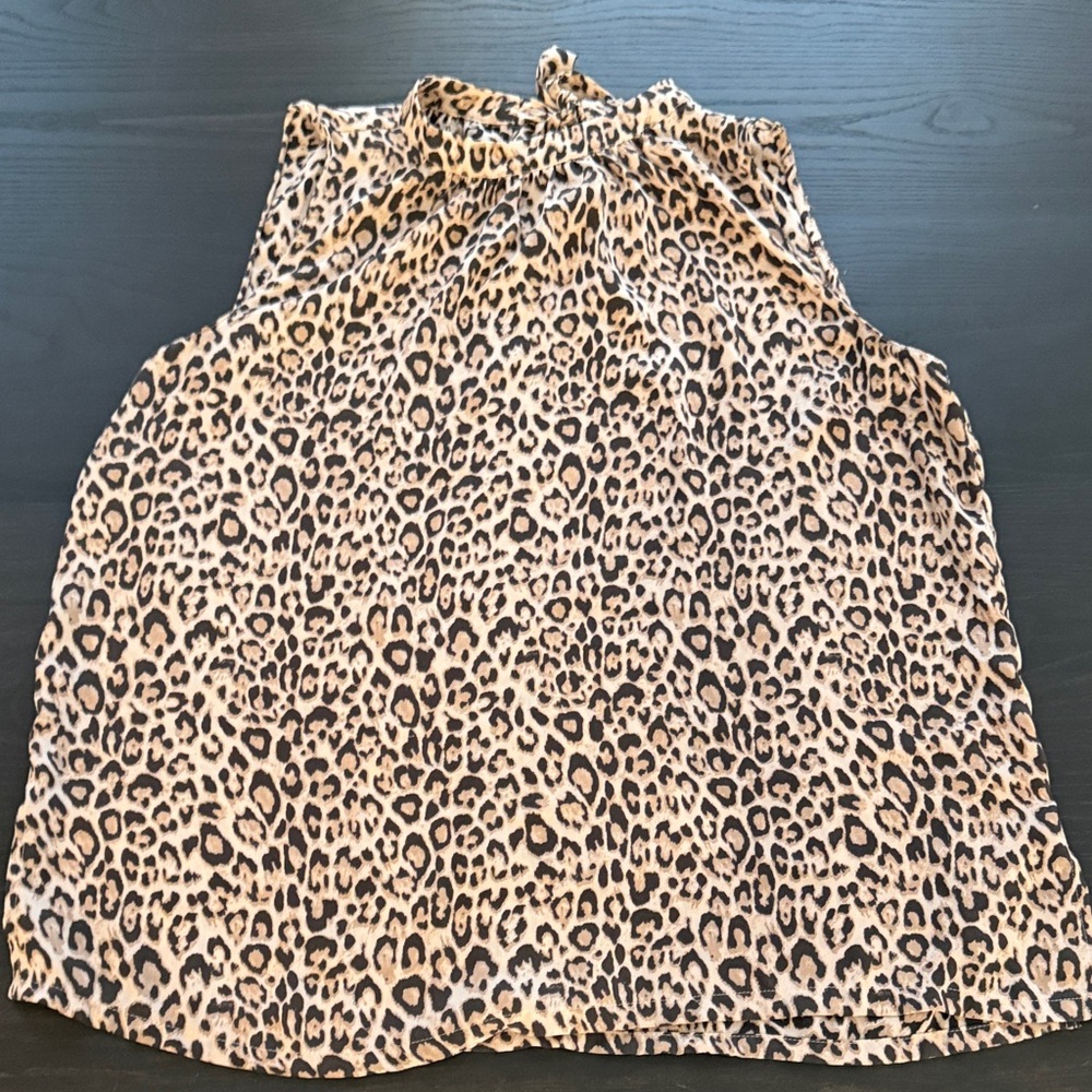 Leopard Print Women's Tie Neck Halter Blouse